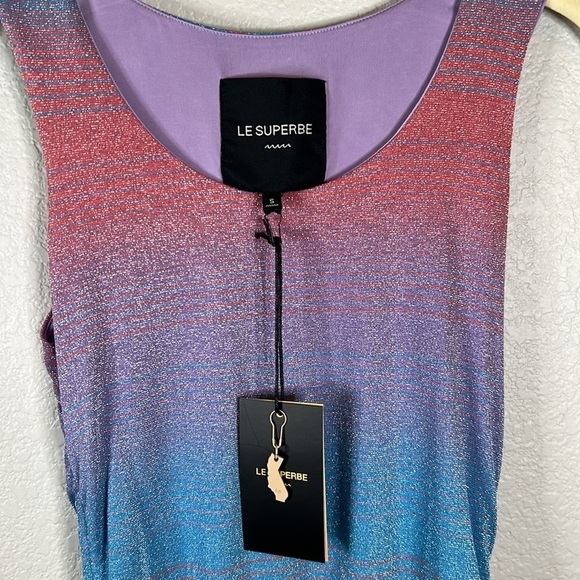 Le Superbe Baccara Ruched Metallic Striped Tank Dress Size S - Picture 9 of 11